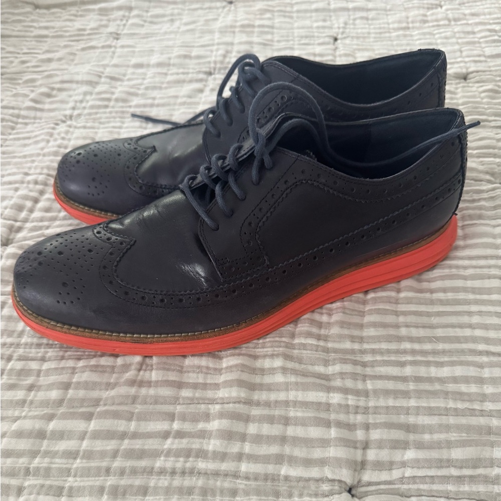 Cole Haan Black Wingtip Oxfords with Red Soles